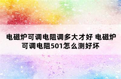 电磁炉可调电阻调多大才好 电磁炉可调电阻501怎么测好坏